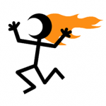 Flaming Head Hair on Fire Stick Figure